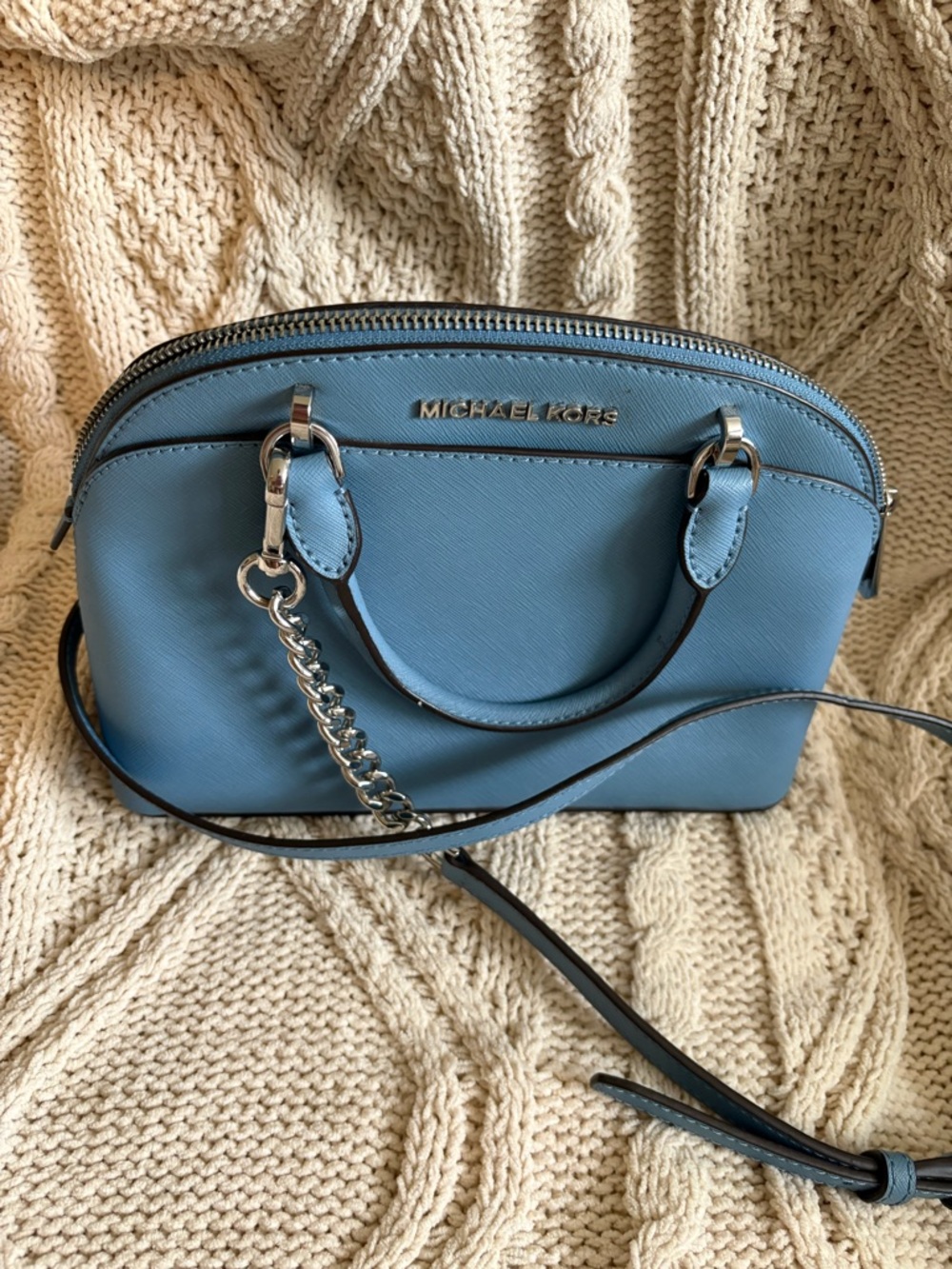 Michael Kors Light Blue Dome Satchel - Saffiano Leather - Picture 2 of 6